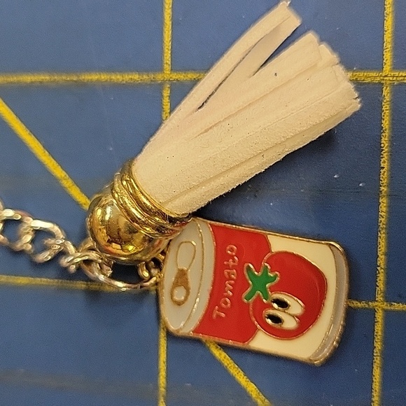 Tomato Can 3" Keychain with White  Tassel - Picture 2 of 2